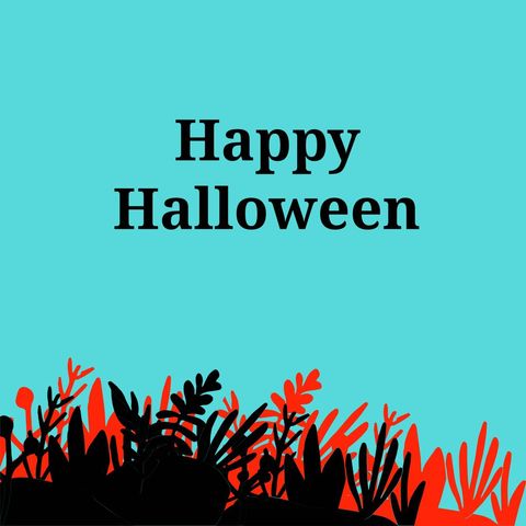Colorful Happy Halloween Banner with Plant Silhouettes - Download Free Stock Templates Pikwizard.com
