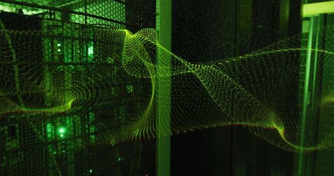 Futuristic Data Flow in Server Room with Network Wave - Download Free Stock Images Pikwizard.com