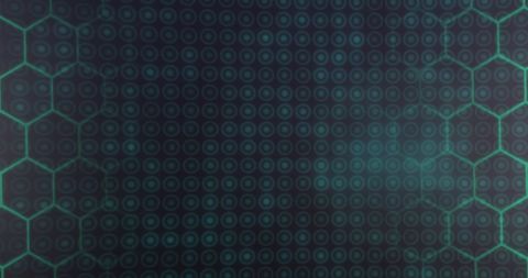 Neon green hexagonal pattern on glowing digital background