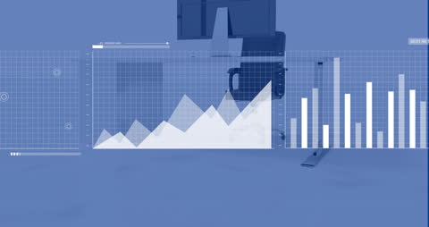 Abstract Digital Financial Data in Modern Office