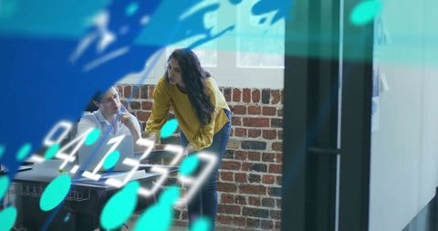 Business Discussion and Digital Financial Data Concept in Modern Office