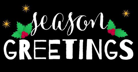 Festive Season Greetings Card with Holly and Stars Design - Download Free Stock Images Pikwizard.com