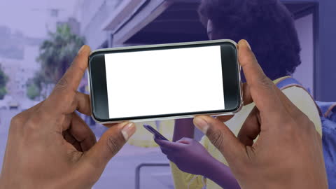 Smartphone Animation Over Businesswoman Using Mobile