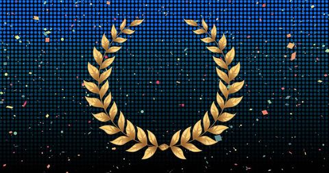 Gold Laurel Wreath with Falling Confetti on Digital Background - Download Free Stock Images Pikwizard.com