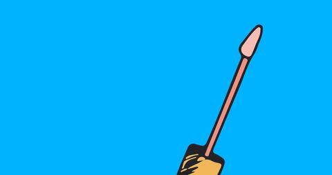 Illustration of lipstick brush on bold blue background