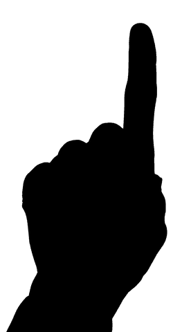 Black silhouette of hand on transparent background