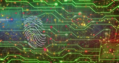 Digital Fingerprint Overlay on Circuit Board with Network Connections - Download Free Stock Images Pikwizard.com