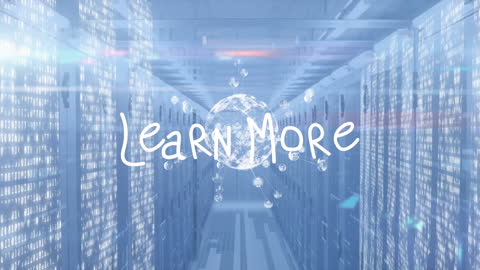 Digital Network Globe Overlayed on Server Room