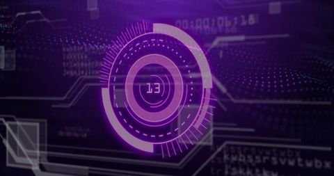 Futuristic Digital Countdown on Purple Tech Interface - Download Free Stock Images Pikwizard.com