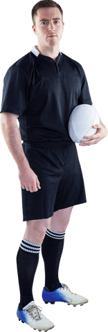 Transparent rugby player holding rugby ball