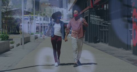 Couple Walking with Social Media Network Overlay - Download Free Stock Images Pikwizard.com