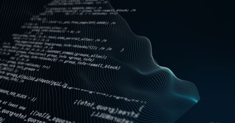 Abstract Data Waves with Digital Code Overlay - Download Free Stock Images Pikwizard.com