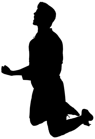 Silhouette of man squeezing fists transparent vector