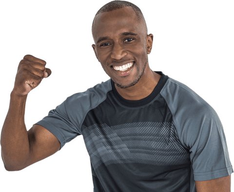 Ecstatic African-American Athlete Cheering, Celebrating Victory Transparent