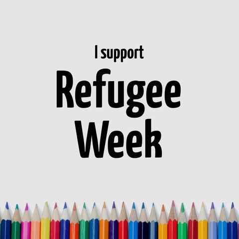 supporting refugee week with colorful pencils and message - Download Free Stock Templates Pikwizard.com