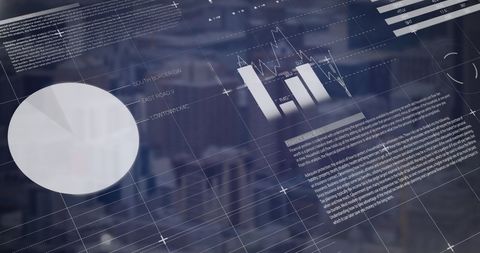 Digital Data Processing with Business Graphs and Cityscape - Download Free Stock Images Pikwizard.com