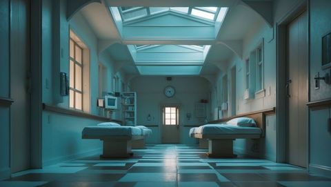 Deserted Hospital Corridor with Medical Equipment and Bed - Download Free Stock Images Pikwizard.com