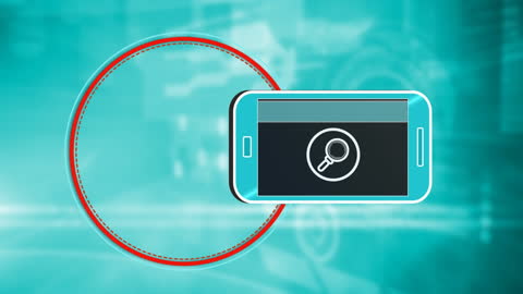 Smartphone Displaying Icon on a Futuristic Blue Background