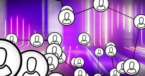 Futuristic User Network Icons Over Neon Background - Download Free Stock Images Pikwizard.com