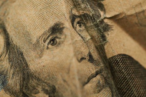 Close-Up of Authoritative Face on Old Currency Note