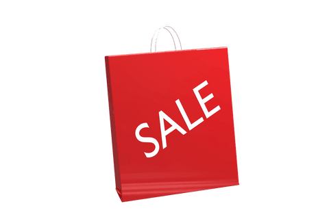 Red sale shopping bag illustration on transparent background