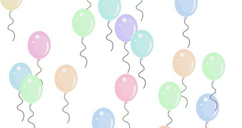 Colorful balloons on white background animation