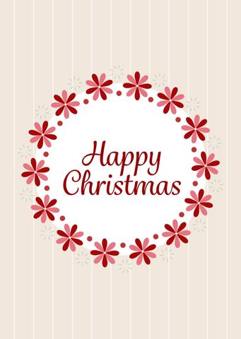 Festive Happy Christmas Card with Red Floral Accents - Download Free Stock Templates Pikwizard.com