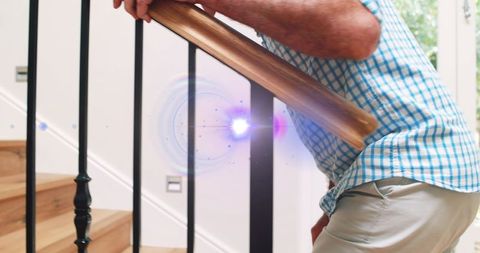 Light Effect Illuminating Senior Walking Indoors with Hope Concept