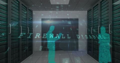 Cyber Attack Warning in Server Room with Silhouettes - Download Free Stock Images Pikwizard.com