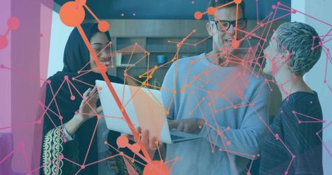 Diverse Team Collaborating on Digital Innovation with Network Overlay