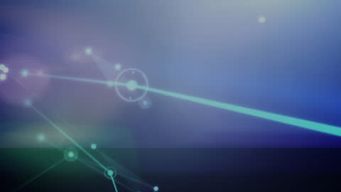 Abstract Network Connections and Light Trails on Blue Background