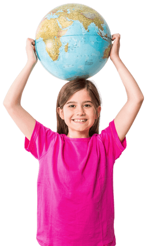 Smiling Girl Holding World Globe Above Head, Transparent Background - Download Free Stock Videos Pikwizard.com