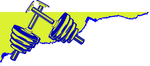 Adjustable dumbbell pair on jagged yellow splash, transparent background art