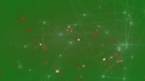 Glowing Network Connections on Green Molecular Background