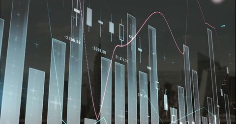 Futuristic Financial Data Visualization on Urban Skyline - Download Free Stock Images Pikwizard.com