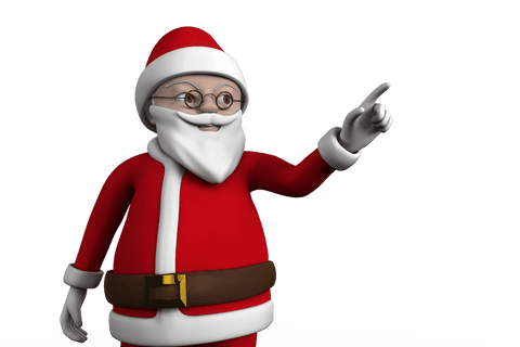 Cheerful Cartoon Santa Claus on Transparent Background