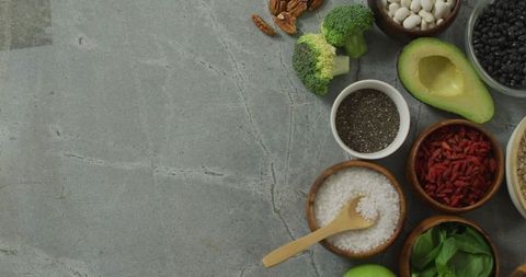 fresh vegan ingredients with empty stone surface for copy space - Download Free Stock Images Pikwizard.com