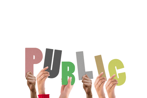 Hands Holding Public Communication Text on Transparent Background - Download Free Stock Videos Pikwizard.com