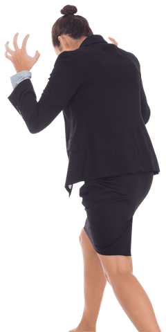 Furious Businesswoman Raising Hands on Transparent Background