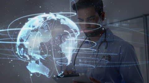 Global Healthcare Technology Doctor Using Tablet