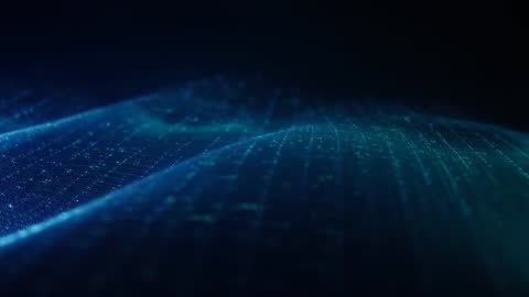 Futuristic Blue Grid with Digital Wave Visualization Rippling Across Virtual Space