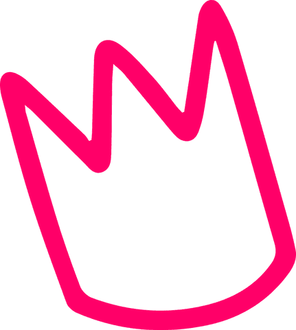 Magenta pink abstract crown floating on transparent background