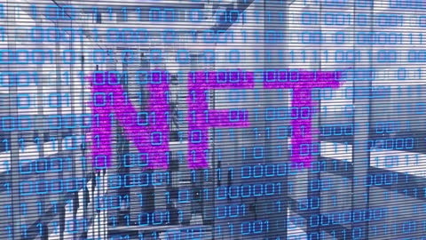 NFT Concept Illustration with Binary Code Background