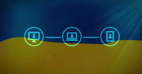 Digital connectivity over ukraine flag showing network and communication