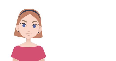 Cartoon Woman in Pink Dress on White Background