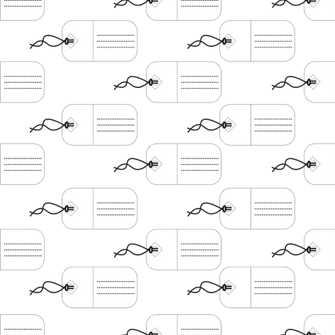 Seamless white gift labels on transparent background
