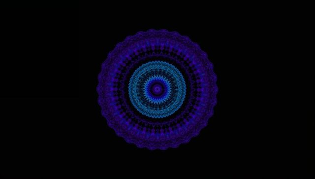 Mesmerizing digital fractal mandala art in blue and purple