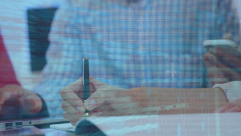 Binary Code Overlay on Team Collaboration in Office