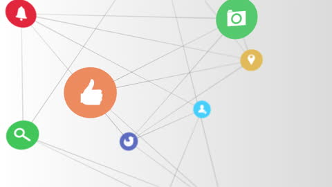 Abstract Network with Multicolored Digital Interface Icons