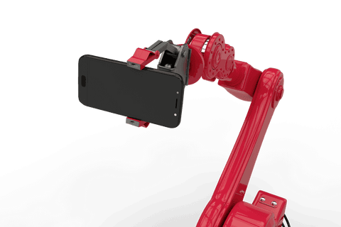 Red Robotic Arm Holding Smartphone Isolated on Transparent Background - Download Free Stock Videos Pikwizard.com